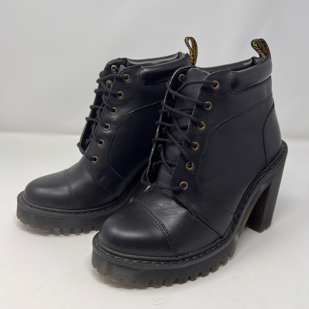Dr. Martens Averil Boots Women's Size 7 Black Leather Lace Up High Heel EUC - Picture 4 of 9